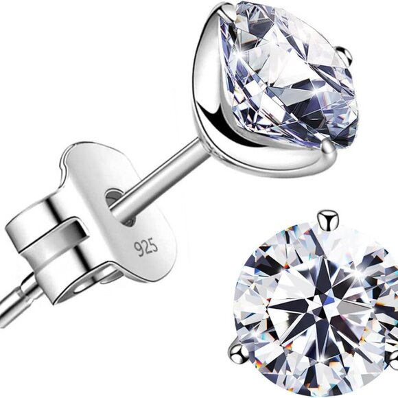 Stunning Flame 18K Gold Plated Silver Diamond Stud Earrings